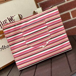 Bongo multi color striped tote with side bottle compartment